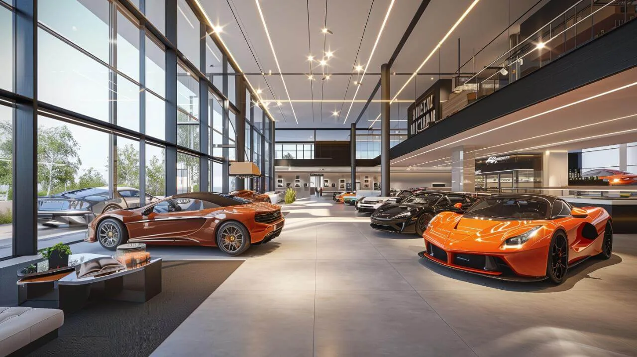 New vehicles displayed in a China showroom