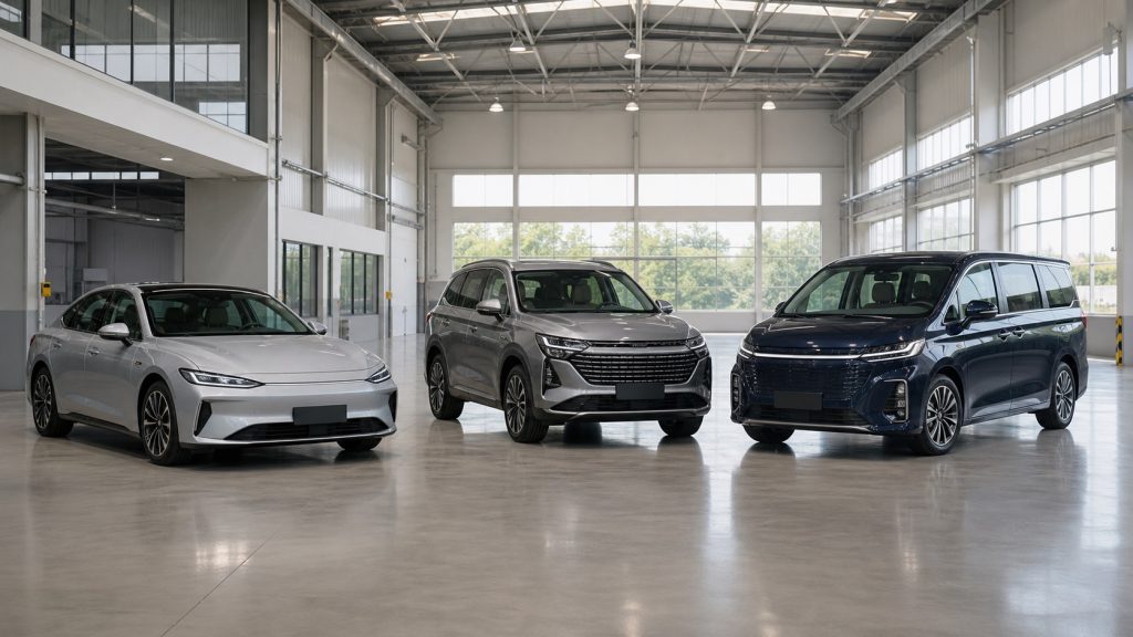Sedan, SUV and MPV being compared during vehicle sourcing in China