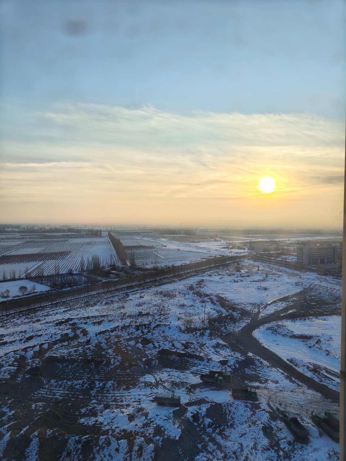 Snow-covered landscape in Horgos during the Changan UNI-K sourcing trip