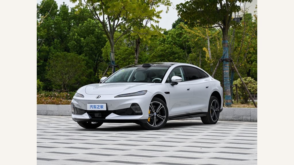 White Denza Z9S electric sedan in a front three-quarter view