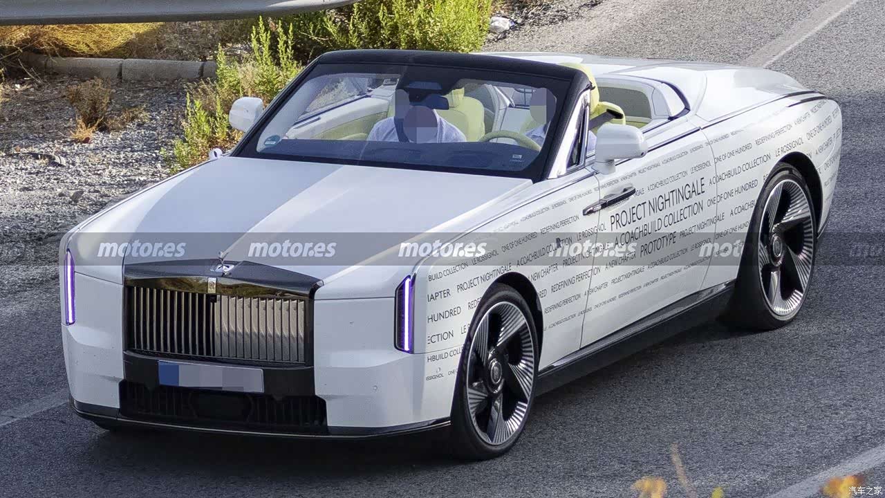 Rolls-Royce Project Nightingale electric convertible prototype on a public road