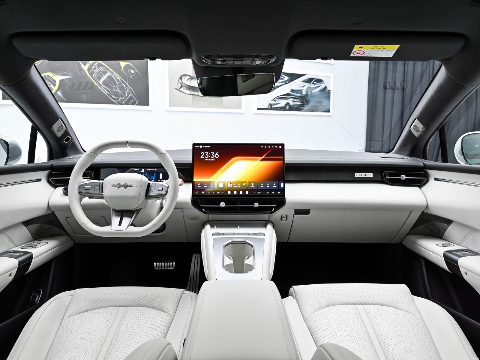 White Fangchengbao Formula S cabin with central touchscreen