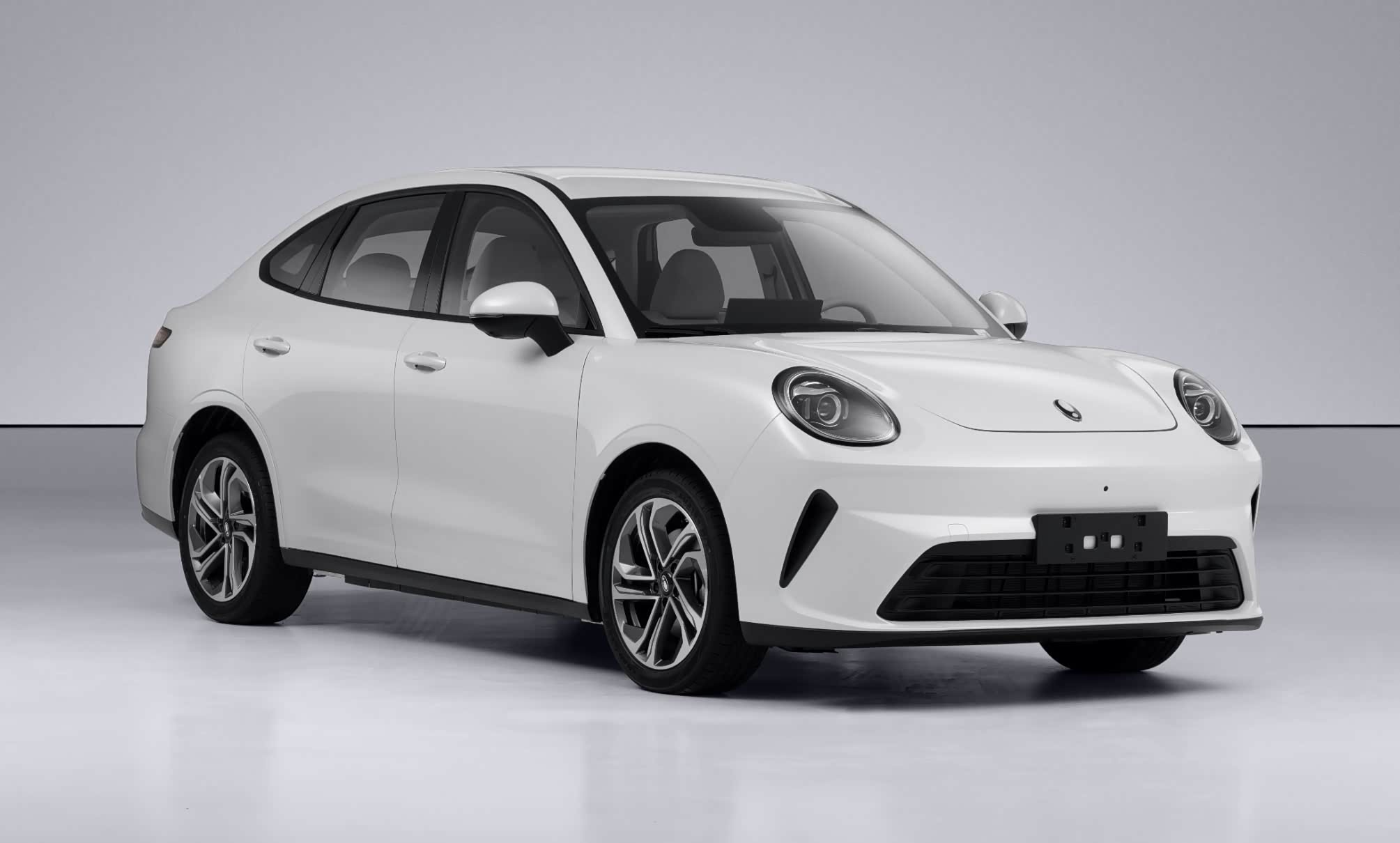 White hybrid GWM Ora 5 sedan shown from the front three-quarter angle