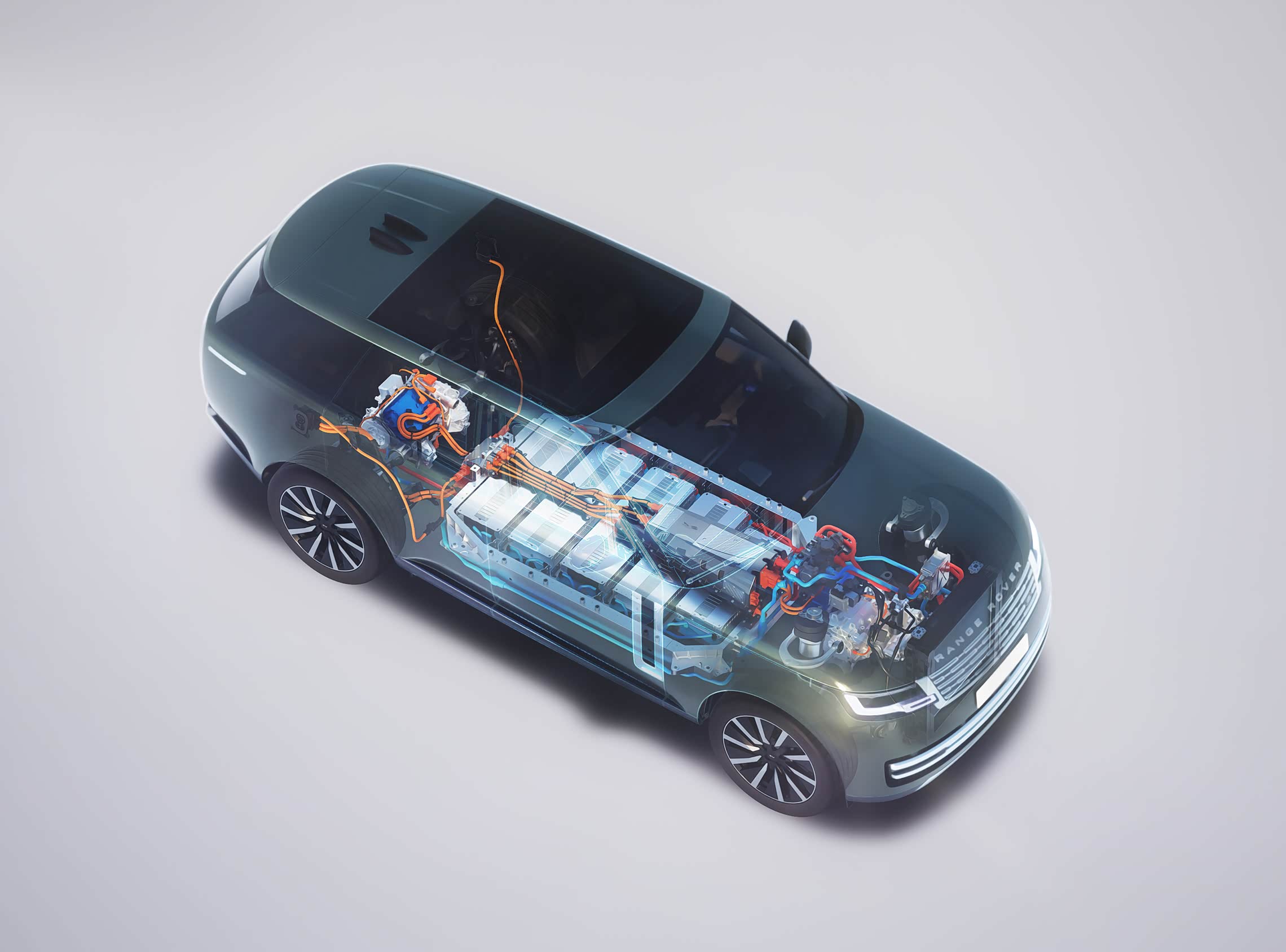 Range Rover Electric battery and dual-motor powertrain layout