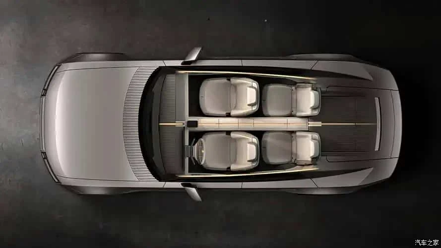 Overhead view of the Jaguar Type 01 four-seat cabin layout